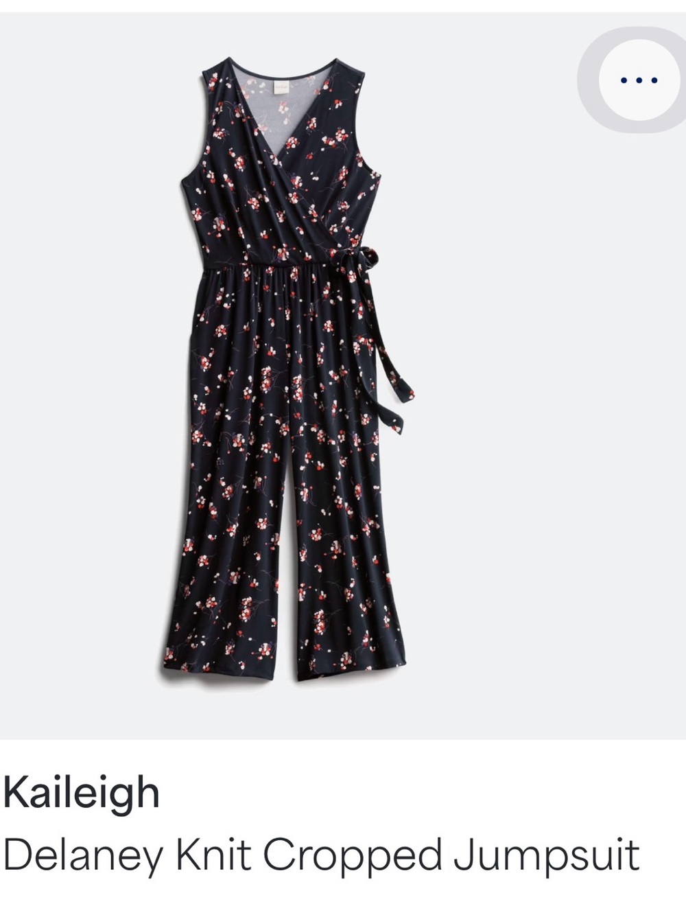 Kaileigh Black Floral Wrap-Front Knit Jumpsuit